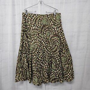 Ruby Rd. Green Brown Boho Peasant Skirt Midi Festival Hippie 12